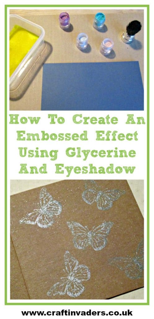 DIY embossing using glycerine and eye shadow- create pretty, delicate and shimmery images using products you have at home - Full tutorial on website